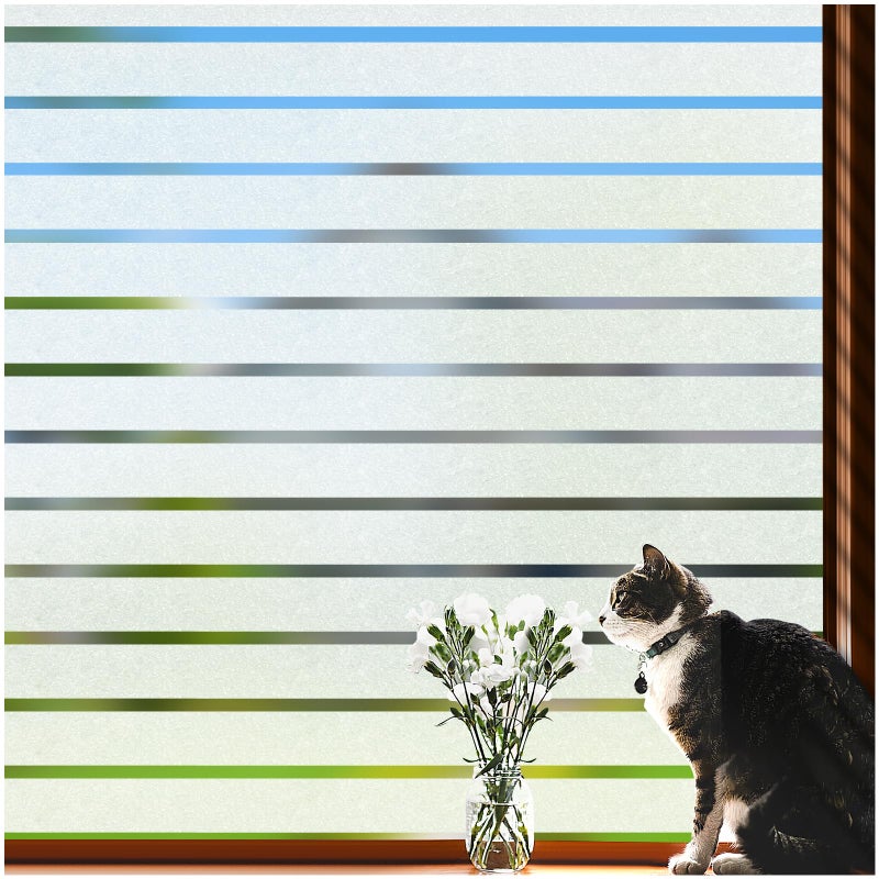 Viseeko Window Privacy Film, Blinds Style Frosted Vinyl for Glass Windows Decorative Static Cling Anti Uv Film for Home,Glass Door,Bathroom,Office - Image 1